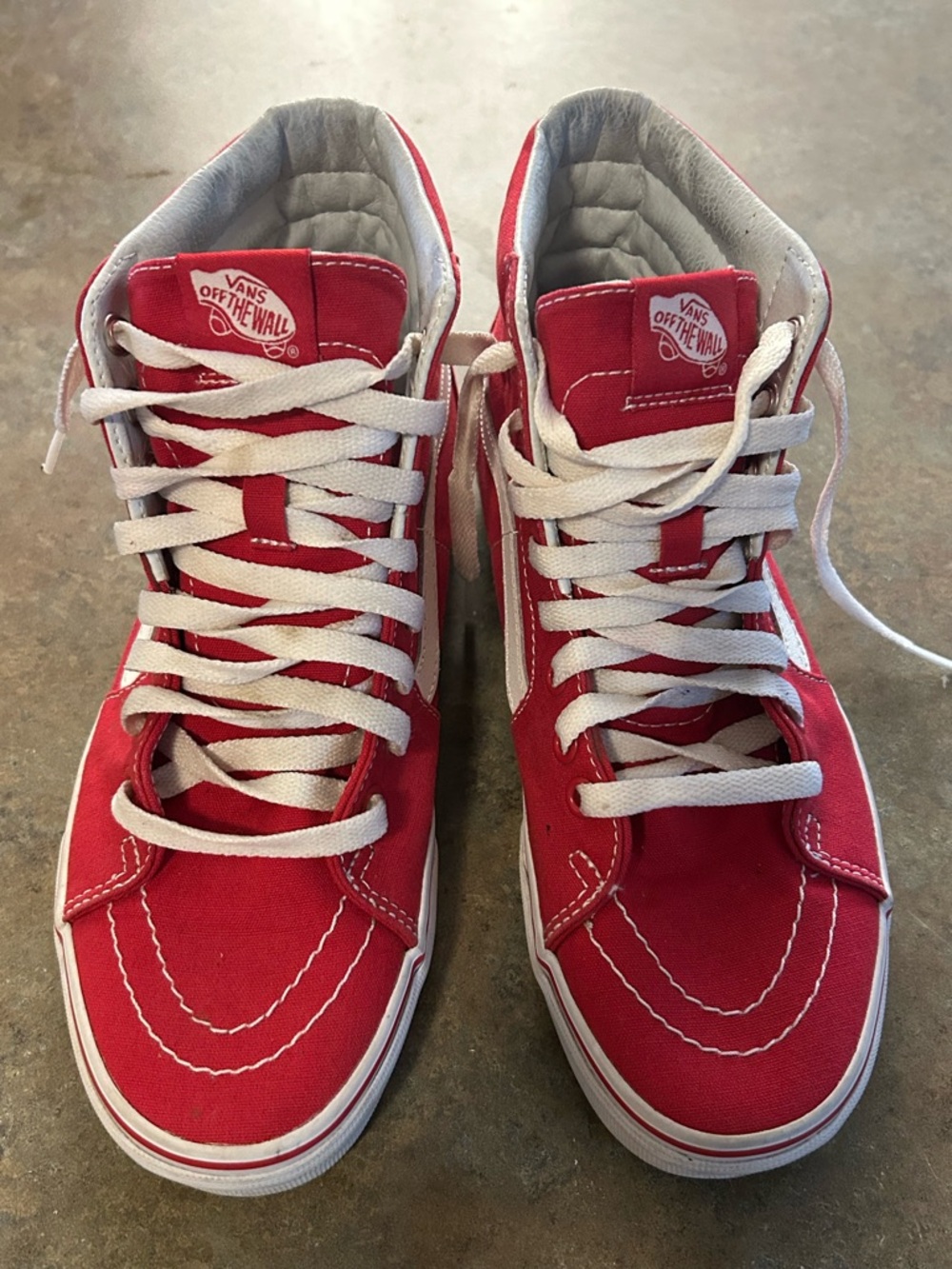Vans Red and White Sk-8 High Top Sneakers- size 6.5 men’s/8 women’s